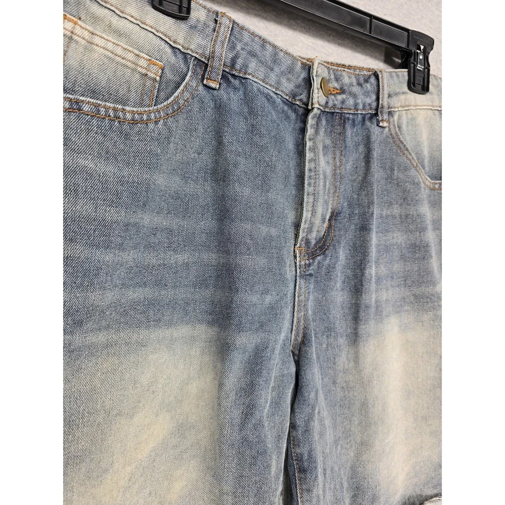 Shein Manfinity Jean Shorts Faded Distressed Raw Hem Size Large 34